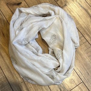 Ivory and grey owl scarf